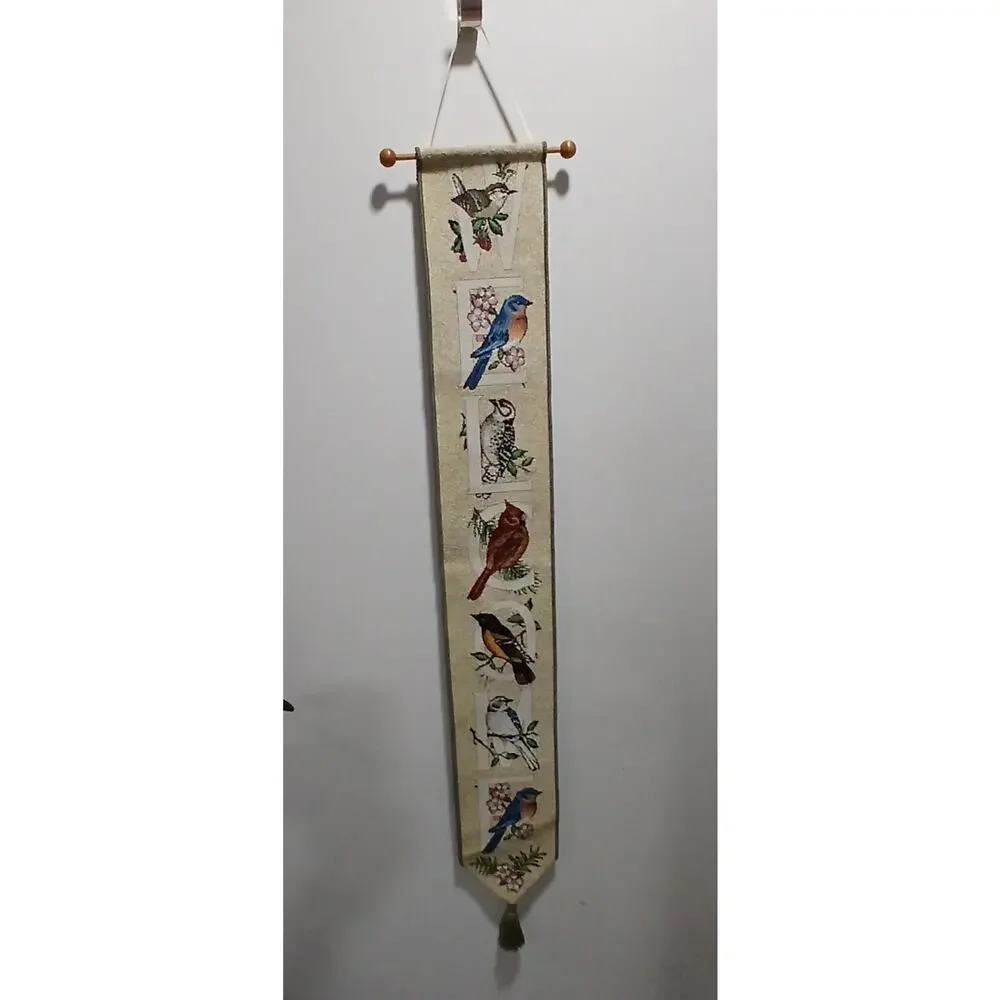 N F Shumaker Pallen Welcome Bird Tapestry Wall Hanger Bird Watchers Alphabet...
